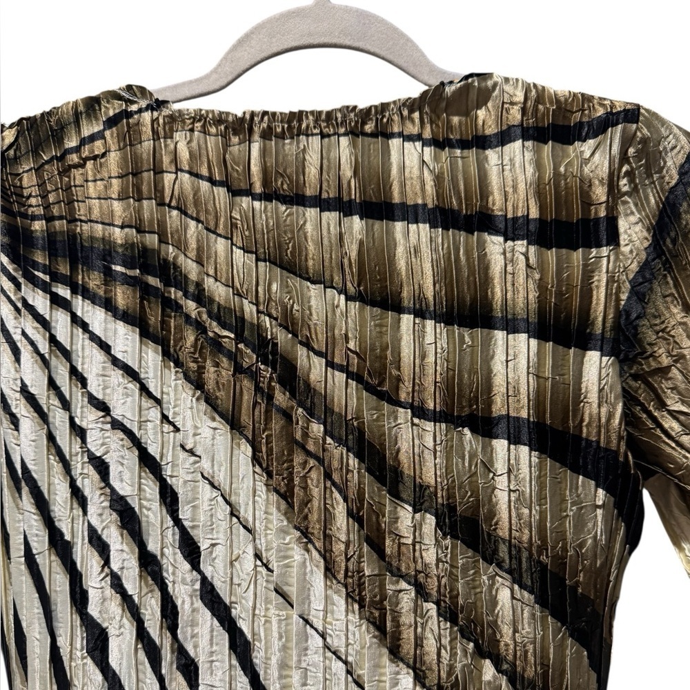 Alberto Makali Black Gold Crinkle Knit Beaded Top Women’s M Evening Artsy Y2K - Picture 7 of 12